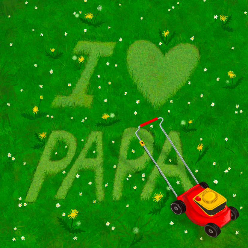 Vaderdag kaarten - Vaderdagkaart I love papa in gras gemaaid