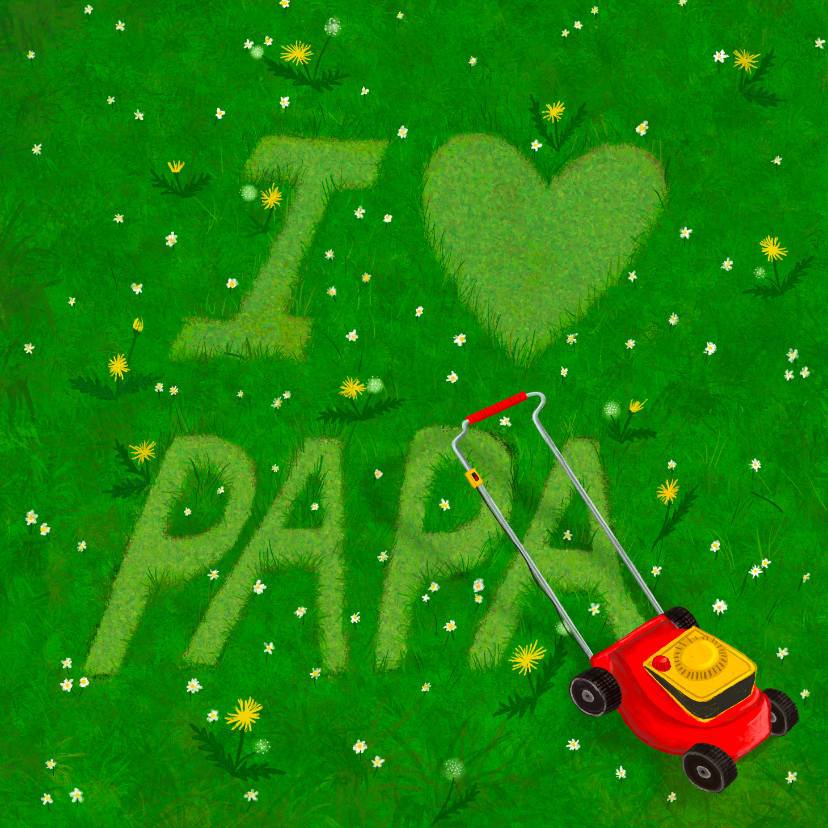 Vaderdagkaart I love papa in gras gemaaid - Vaderdag kaarten Vaderdag kaarten - Vaderdagkaart I love papa in gras gemaaid