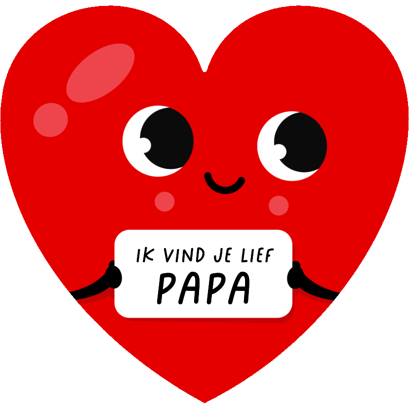 Vaderdag kaarten - Vaderdagkaart in hartvorm lief rood hartje met oogjes