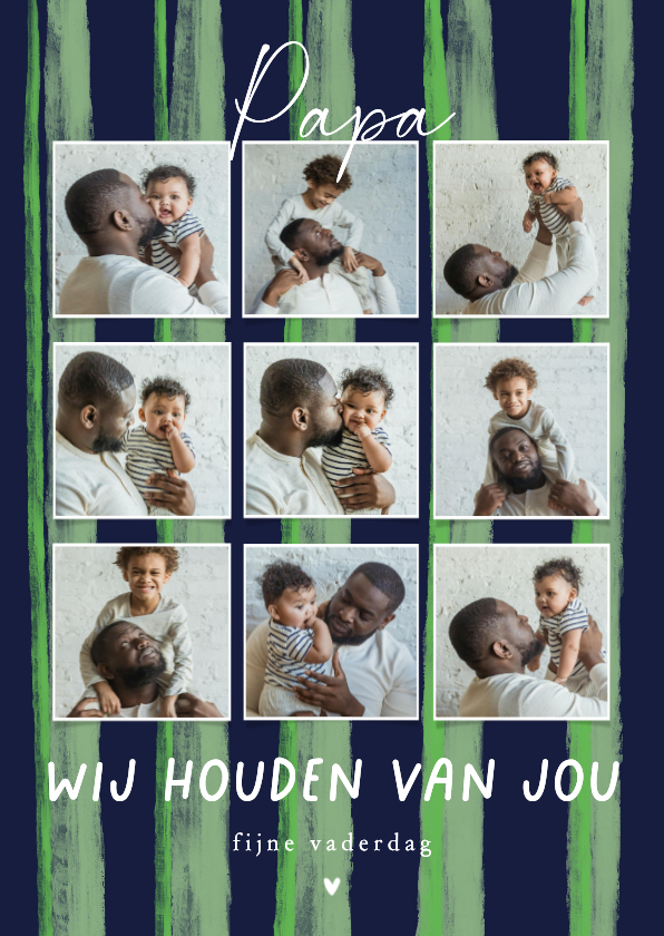 Vaderdag kaarten - Vaderdagkaart kleurrijke strepen fotocollage hou van jou
