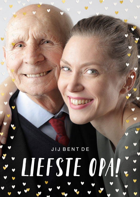 Vaderdagkaart liefste opa met goudlook hartjeskader - Vaderdag kaarten Vaderdag kaarten - Vaderdagkaart liefste opa met goudlook hartjeskader