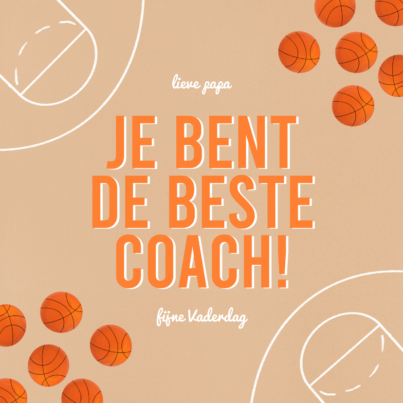 Vaderdag kaarten - Vaderdagkaart lieve papa en beste coach basketbal sport