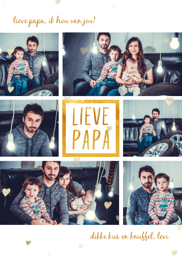 Vaderdag kaarten - Vaderdagkaart 'lieve papa' met 6 foto's