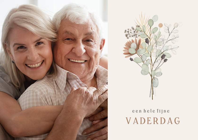 Vaderdagkaart met boeket bloemen en eigen foto - Vaderdag kaarten Vaderdag kaarten - Vaderdagkaart met boeket bloemen en eigen foto