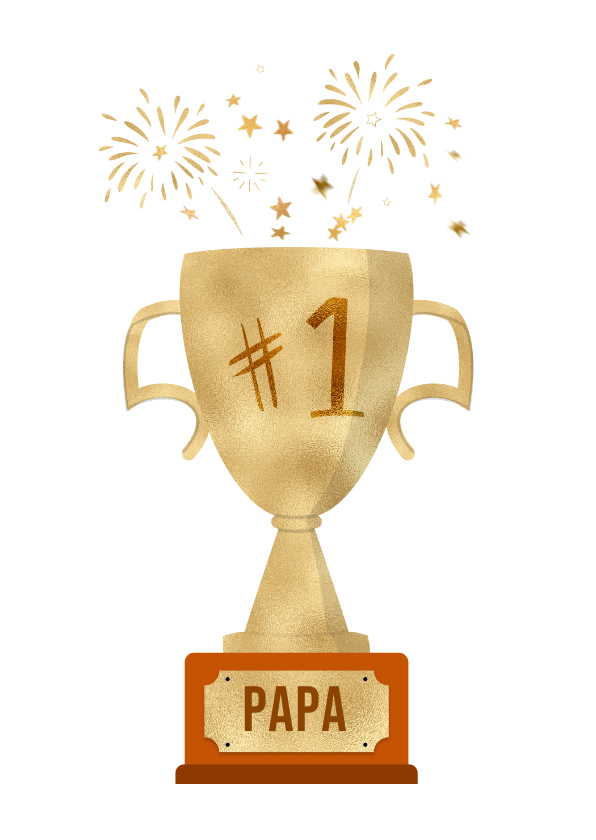 Vaderdag kaarten - Vaderdagkaart nummer 1 papa gouden trofee en vuurwerk