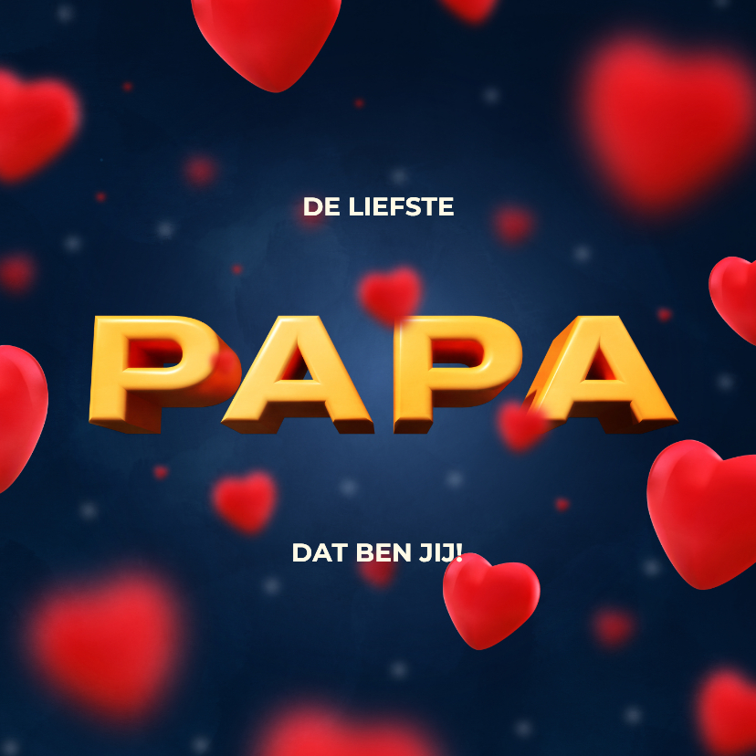 Vaderdagkaart PAPA donkerblauw met rode hartjes - Vaderdag kaarten Vaderdag kaarten - Vaderdagkaart PAPA donkerblauw met rode hartjes