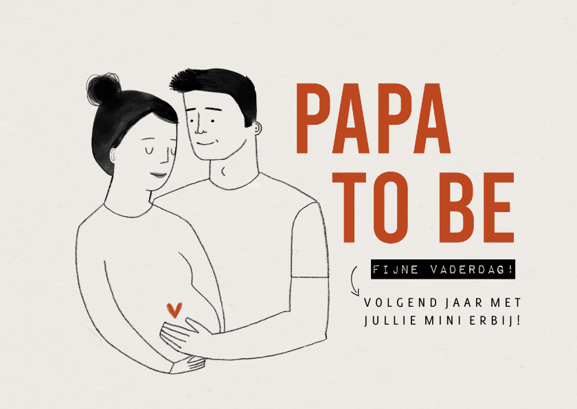 Vaderdag kaarten - Vaderdagkaart papa to be met portretje en typografie