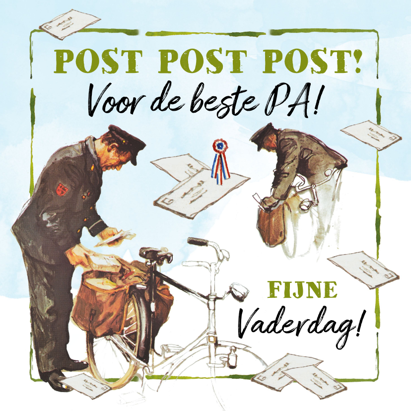 Vaderdag kaarten - Vaderdagkaart post post post voor de beste pa