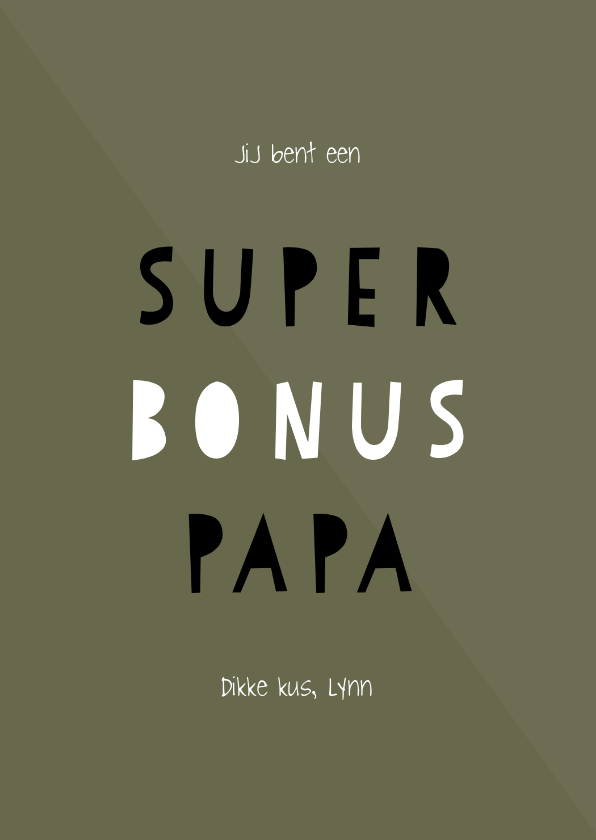 Vaderdag kaarten - Vaderdagkaart 'super bonus papa' aanpasbare kleur