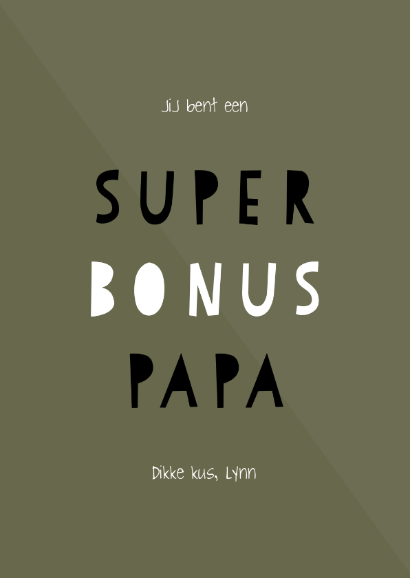 Vaderdagkaart 'super bonus papa' aanpasbare kleur - Vaderdag kaarten Vaderdag kaarten - Vaderdagkaart 'super bonus papa' aanpasbare kleur