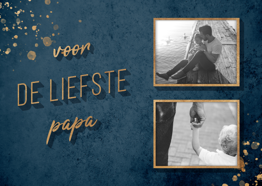 Vaderdagkaart 'voor de liefste papa' goud met foto's - Vaderdag kaarten Vaderdag kaarten - Vaderdagkaart 'voor de liefste papa' goud met foto's