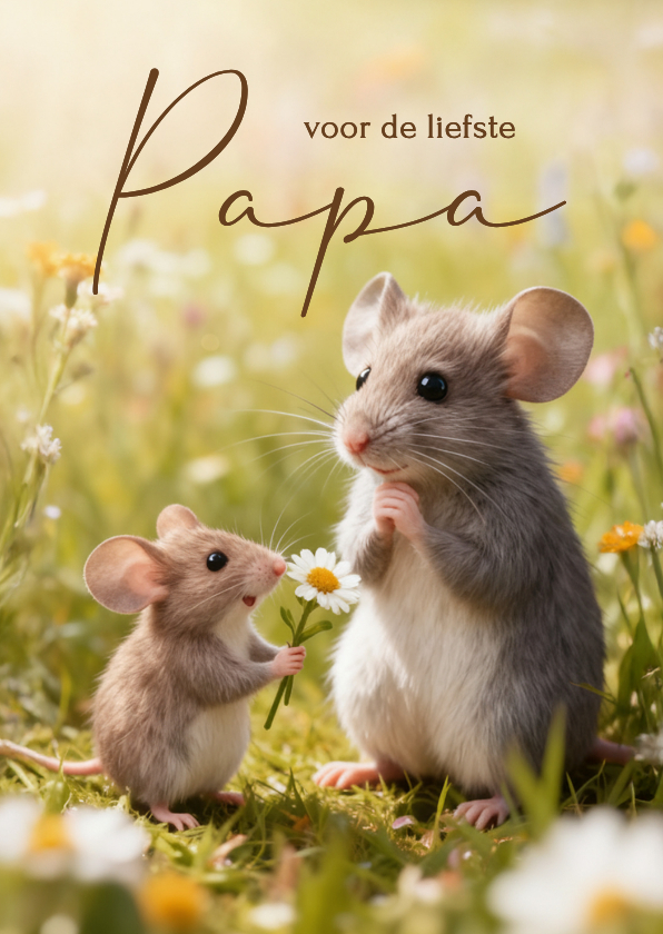Vaderdag kaarten - Vaderdagkaart voor de liefste papa schattig muisje en kind 