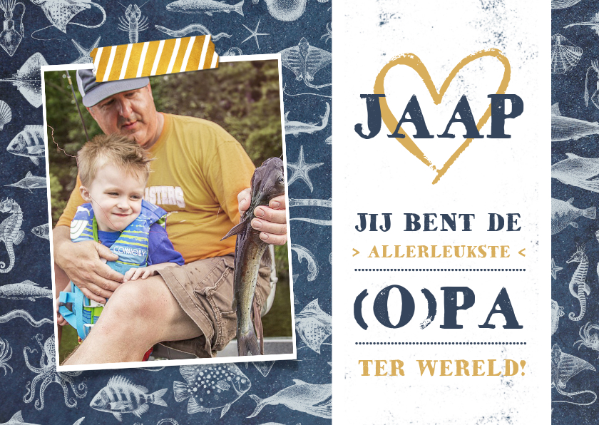 Vaderdagkaart voor vader of opa met vissen thema - Vaderdag kaarten Vaderdag kaarten - Vaderdagkaart voor vader of opa met vissen thema