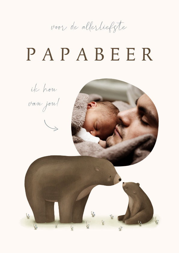 Vaderdag kaarten - Vaderdagkaartje met foto papabeer en welpje