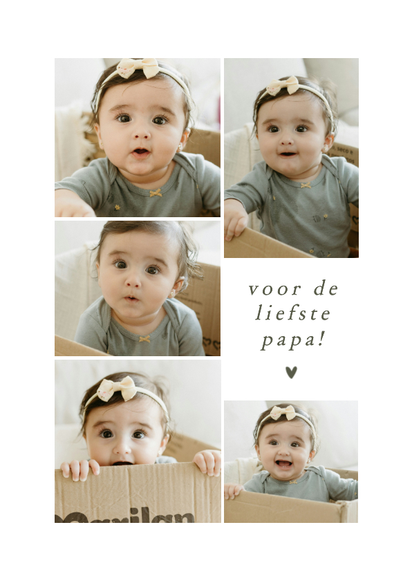 Vaderdagkaartje minimalistisch fotocollage vijf foto's - Vaderdag kaarten Vaderdag kaarten - Vaderdagkaartje minimalistisch fotocollage vijf foto's
