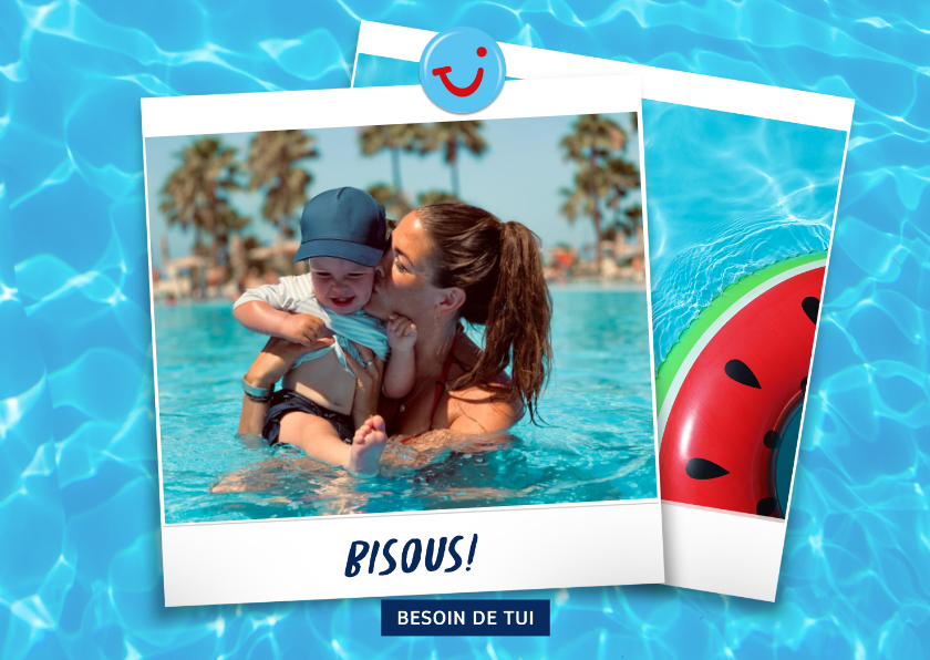 Carte de vacances avec bisous de et votre photo - eau - Vakantiekaarten Vakantiekaarten - Carte de vacances avec bisous de et votre photo - eau