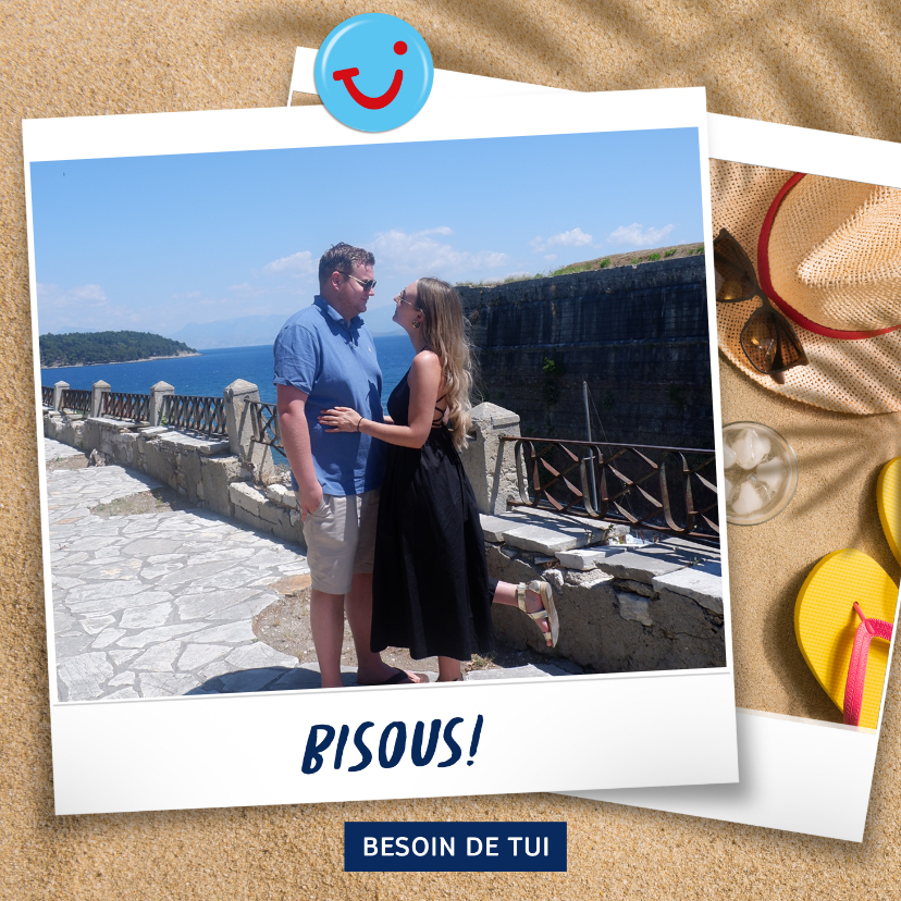 Vakantiekaarten - Carte de vacances avec votre photo et bisous de - plage