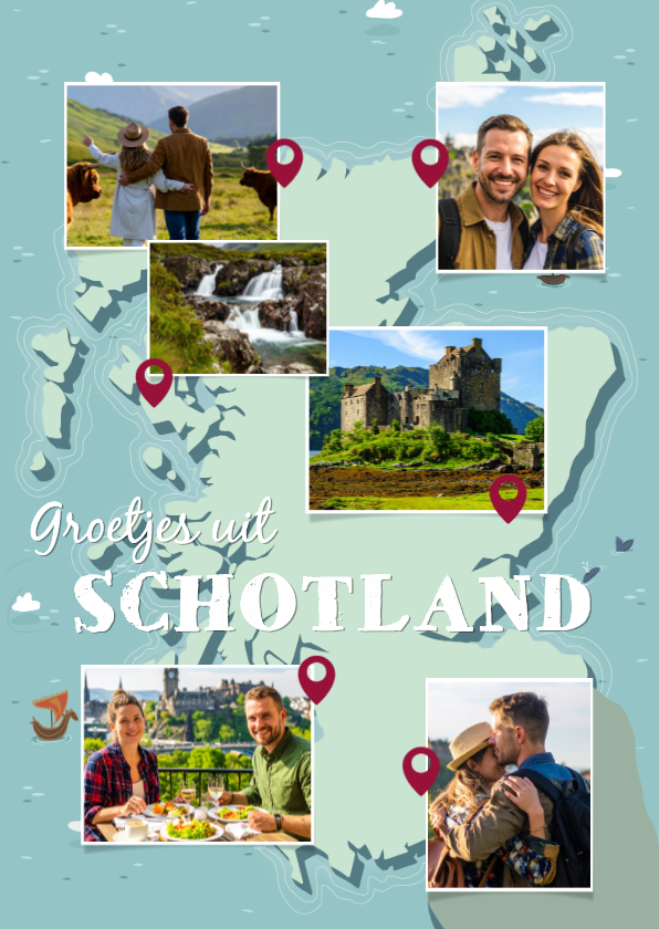 Fotokaart rondreis door Schotland met plattegrond - Vakantiekaarten Vakantiekaarten - Fotokaart rondreis door Schotland met plattegrond