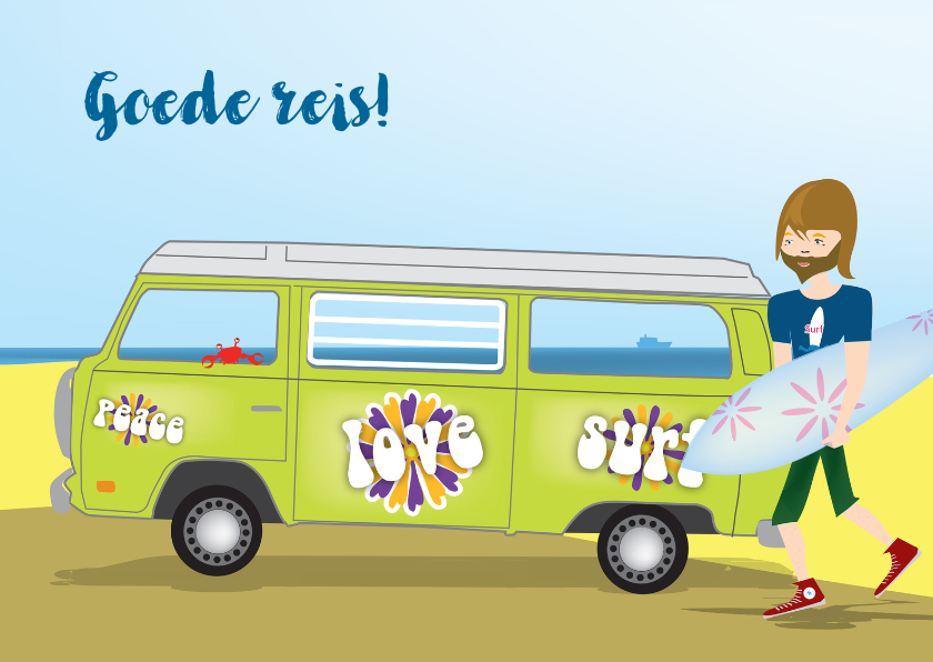 Goede reis surfdude - Vakantiekaarten Vakantiekaarten - Goede reis surfdude