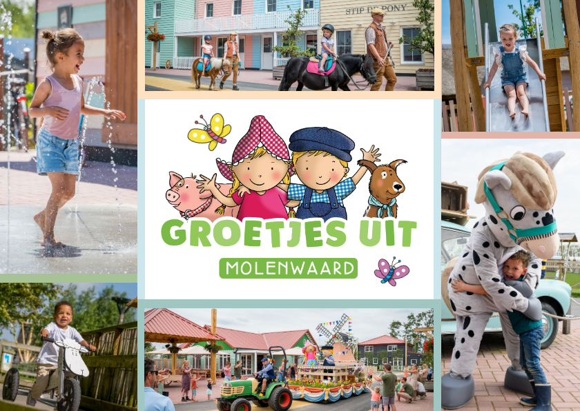 Vakantiekaarten - Groetjes uit Molenwaard ansichtkaart met 6 eigen foto's