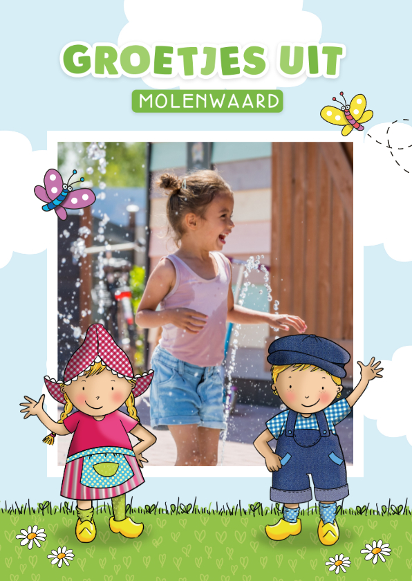 Vakantiekaarten - Groetjes uit Molenwaard fotokaart met Fien & Teun