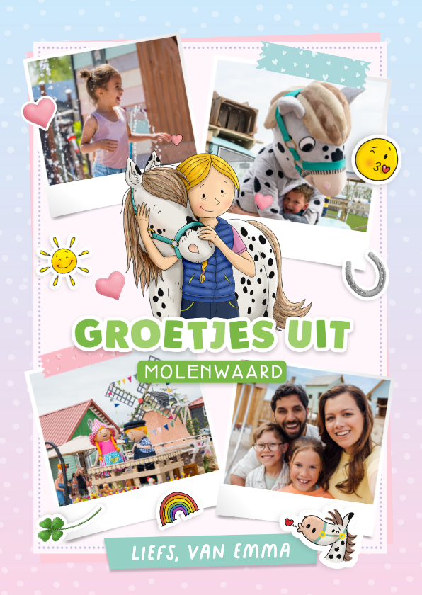 Vakantiekaarten - Groetjes uit Molenwaard fotokaart met Stip de Pony