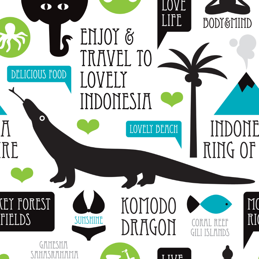 Indonesië reizen illustratie kaart - Vakantiekaarten Vakantiekaarten - Indonesië reizen illustratie kaart