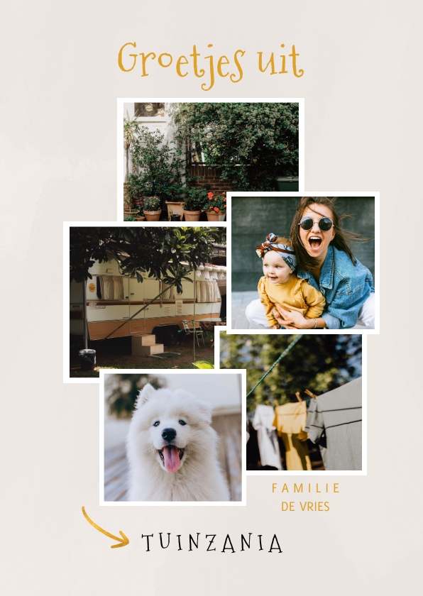 Leuke vakantiekaart groetjes uit Tuinzania met fotocollage - Vakantiekaarten Vakantiekaarten - Leuke vakantiekaart groetjes uit Tuinzania met fotocollage
