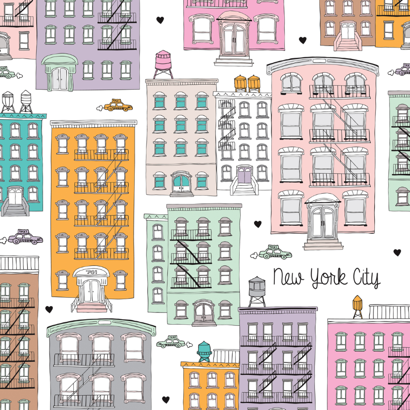 New York pastel illustratie - Vakantiekaarten Vakantiekaarten - New York pastel illustratie
