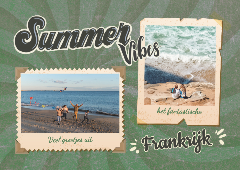 Vakantiekaarten - Retro vakantiekaart wij sturen summervibes