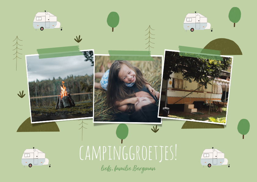 Trendy vakantiekaart caravan en natuur elementen fotocollage - Vakantiekaarten Vakantiekaarten - Trendy vakantiekaart caravan en natuur elementen fotocollage