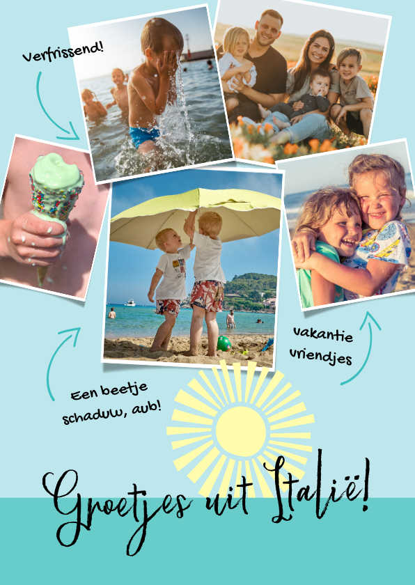 Vakantiekaarten - Vakantie ansichtkaart fotocollage met tekstjes