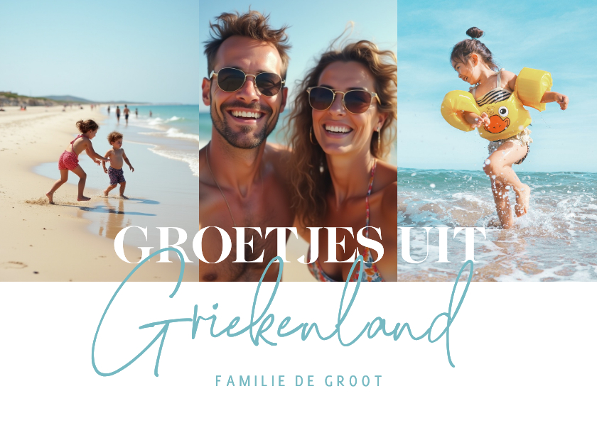 Vakantiekaarten - Vakantie fotokaart groetjes uit met 3 foto's