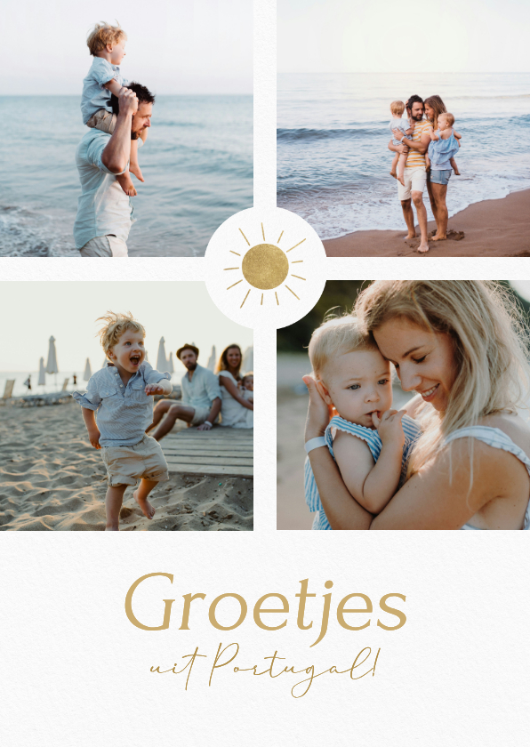Vakantie fotokaartje met gouden zonnetje - Vakantiekaarten Vakantiekaarten - Vakantie fotokaartje met gouden zonnetje