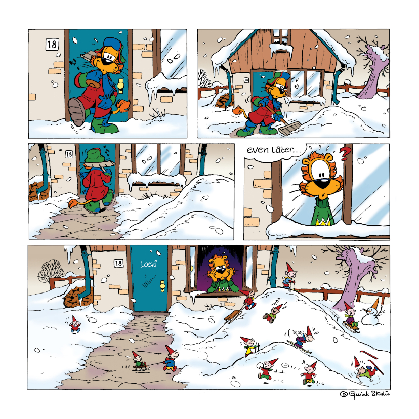 Vakantie Loeki kabouters wintersport - Vakantiekaarten Vakantiekaarten - Vakantie Loeki kabouters wintersport