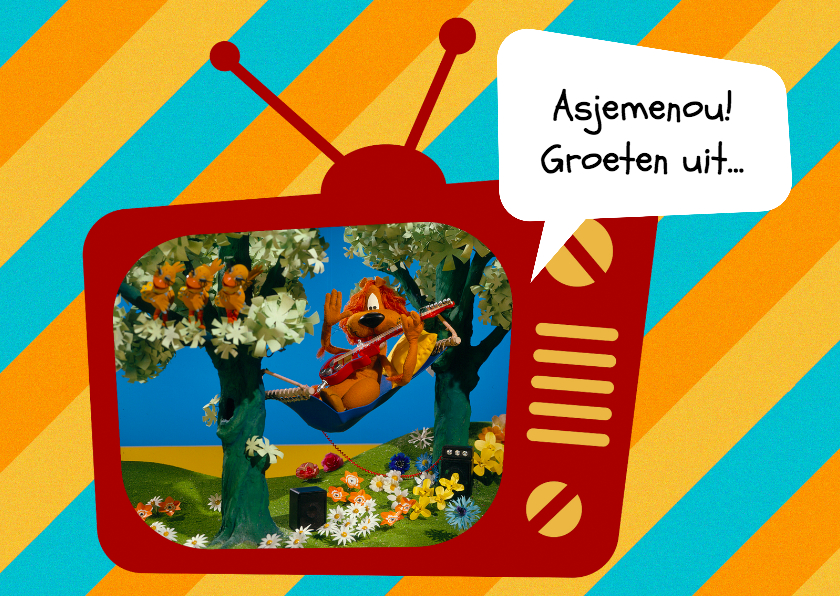 Vakantie Loeki tv hangmat -A - Vakantiekaarten Vakantiekaarten - Vakantie Loeki tv hangmat -A
