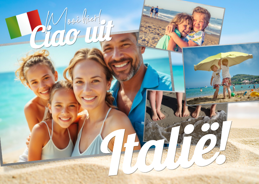 Vakantiekaarten - Vakantiekaart 'Ciao uit Italië' ansichtkaart 4 foto's
