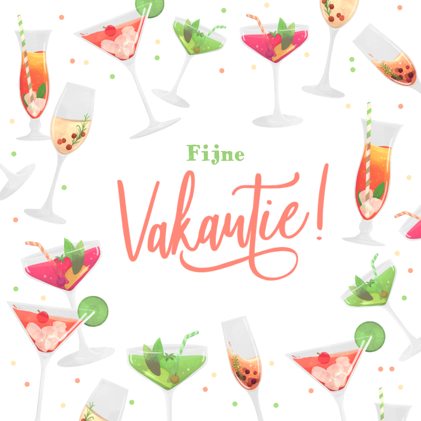 Vakantiekaart cocktails fijne vakantie tropisch - Vakantiekaarten Vakantiekaarten - Vakantiekaart cocktails fijne vakantie tropisch