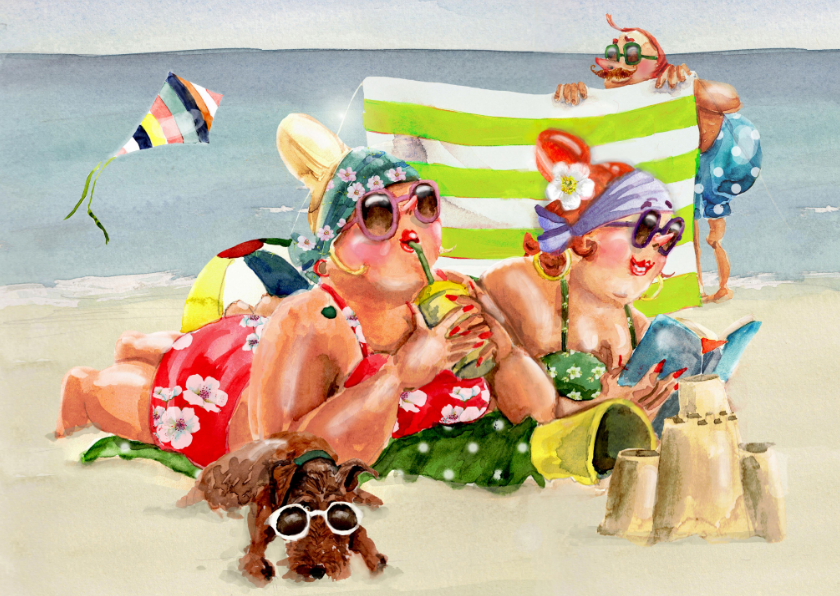 Vakantiekaarten - Vakantiekaart dagje aan het strand
