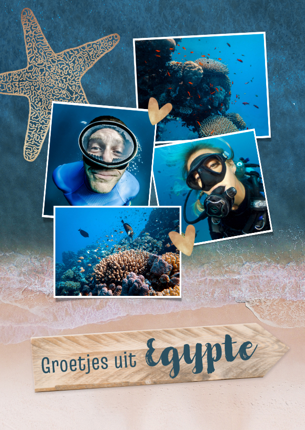 Vakantiekaart duikvakantie met fotocollage - Vakantiekaarten Vakantiekaarten - Vakantiekaart duikvakantie met fotocollage