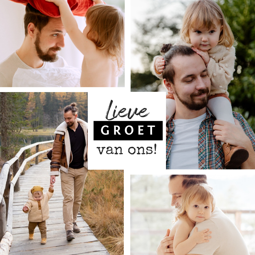 Vakantiekaart fotocollage 4 foto's voor en binnen - Vakantiekaarten Vakantiekaarten - Vakantiekaart fotocollage 4 foto's voor en binnen