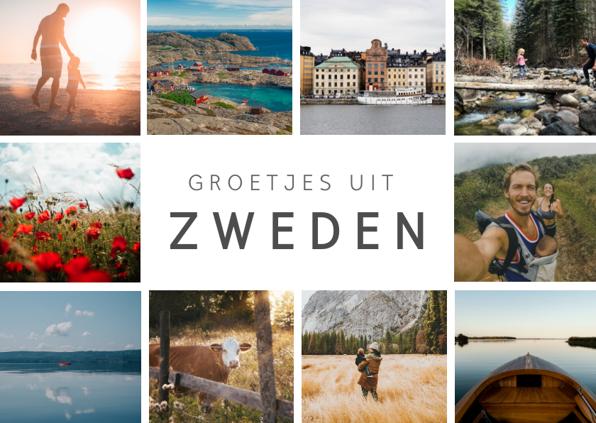 Vakantiekaarten - Vakantiekaart fotocollage ansichtkaart met 10 eigen foto's