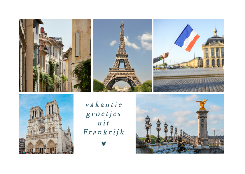 Vakantiekaarten - Vakantiekaart fotocollage groetjes uit Frankrijk