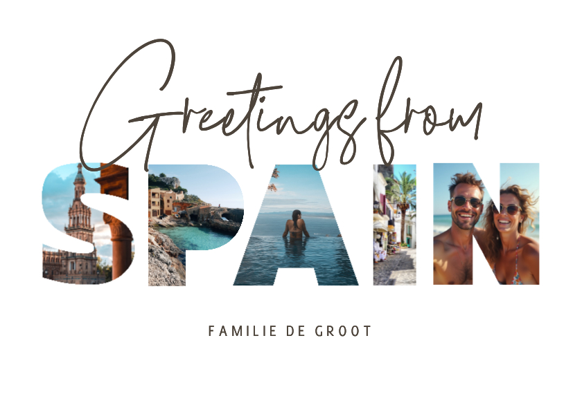 Vakantiekaart 'Greetings from Spain' fotocollage - Vakantiekaarten Vakantiekaarten - Vakantiekaart 'Greetings from Spain' fotocollage
