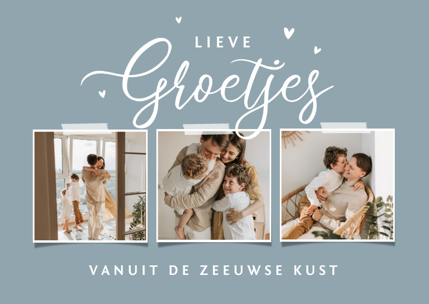 Vakantiekaart groetjes algemeen fotocollage hartjes - Vakantiekaarten Vakantiekaarten - Vakantiekaart groetjes algemeen fotocollage hartjes
