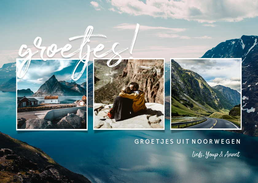 Vakantiekaarten - Vakantiekaart 'groetjes!' met fotocollage