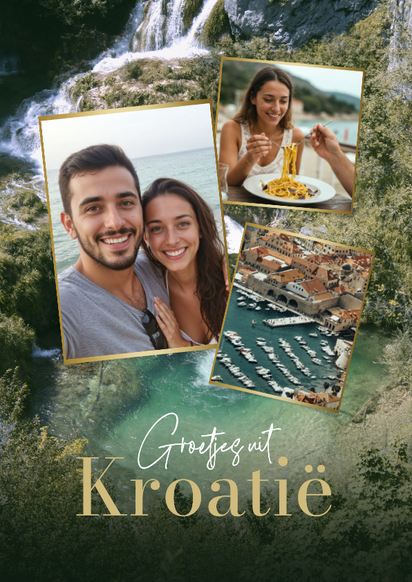 Vakantiekaart Kroatië natuur fotocollage goud - Vakantiekaarten Vakantiekaarten - Vakantiekaart Kroatië natuur fotocollage goud