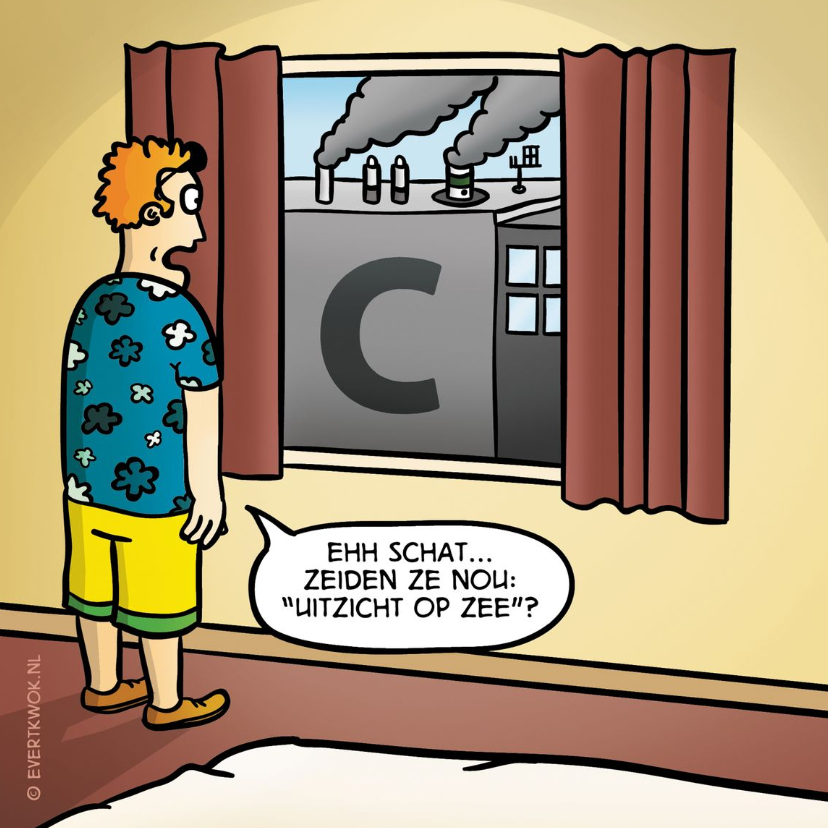 Vakantiekaart met grappige cartoon 'uitzicht op zee' - Vakantiekaarten Vakantiekaarten - Vakantiekaart met grappige cartoon 'uitzicht op zee'