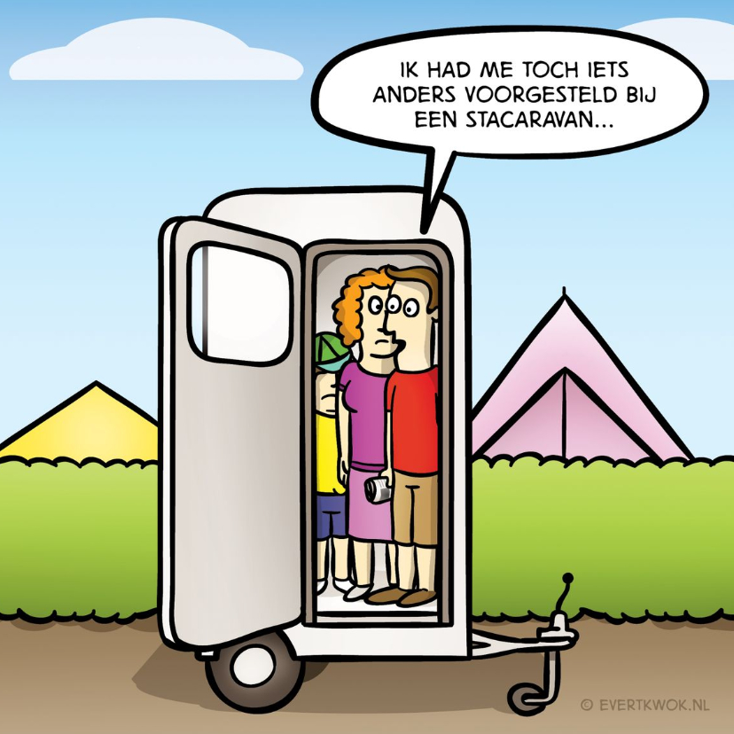 Vakantiekaart met grappige stacaravan cartoon - Vakantiekaarten Vakantiekaarten - Vakantiekaart met grappige stacaravan cartoon