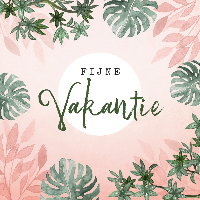 vakantiekaart roze jungle botanisch - Vakantiekaarten Vakantiekaarten - vakantiekaart roze jungle botanisch